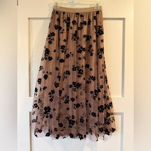 Elegant Black Floral tulle Women's Skirt